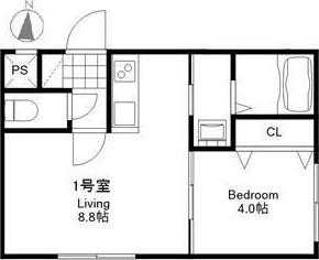 PRIME南7条(1LDK/2階)の間取り写真