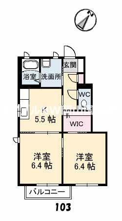 グレースメゾン湊 F棟(2DK/1階)の間取り写真