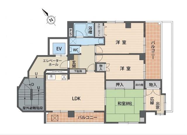 明治マンション(3LDK/2階)の間取り写真