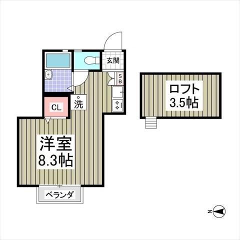 エクセレント三ツ沢A棟(ワンルーム/2階)の間取り写真
