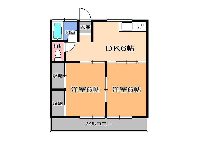 メゾン南木(2DK/2階)の間取り写真