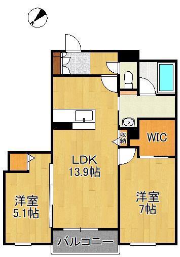 VIVACE日明(2LDK/2階)の間取り写真