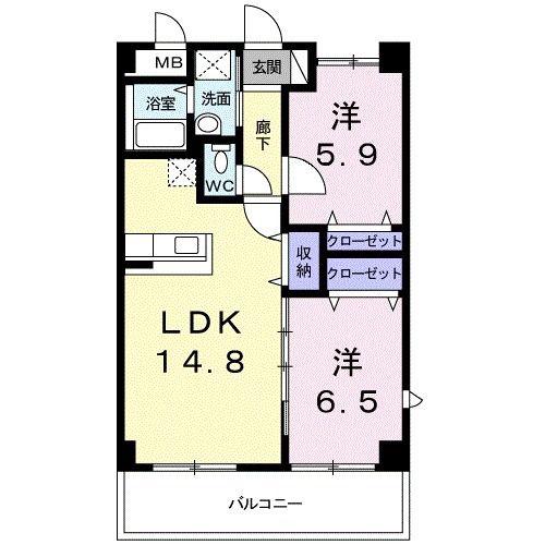 ザ・グレイス・シグマ(2LDK/5階)の間取り写真