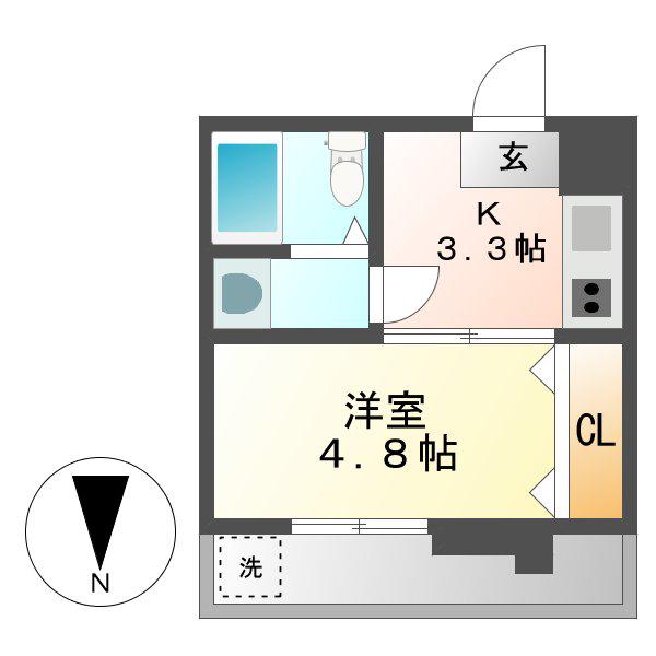 吉川屋ビル(1K/6階)の間取り写真