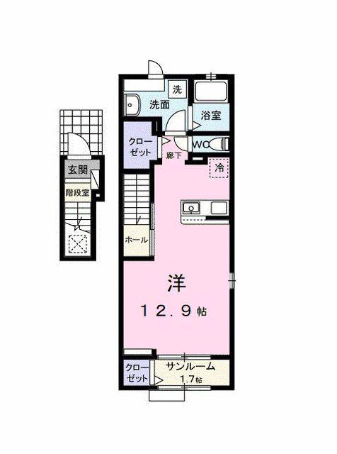 観音寺新町2丁目アパート(ワンルーム/2階)の間取り写真