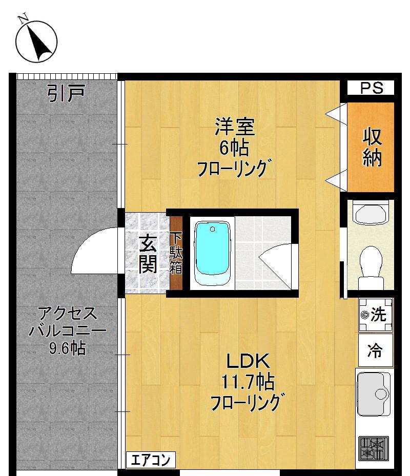 ノーザンテラス(1LDK/4階)の間取り写真