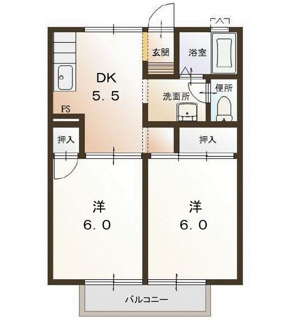イゾラ ドゥエ(2DK/2階)の間取り写真