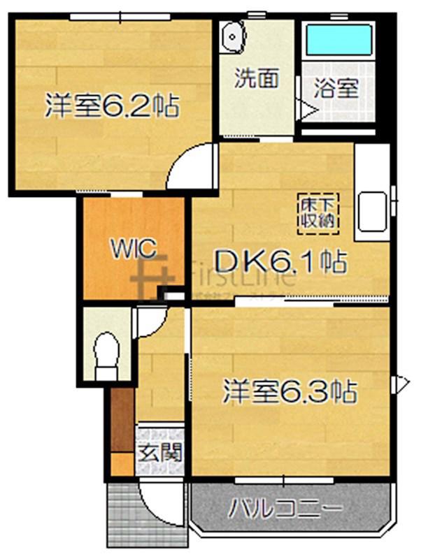 フィオーレ弐番館B棟(2DK/2階)の間取り写真