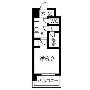 スプランディッド難波(1K/13階)の間取り写真