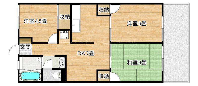第二阪田ハイツ(3DK/1階)の間取り写真