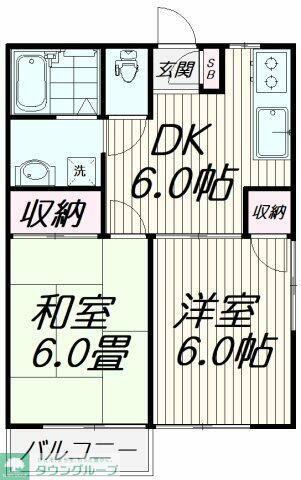 エステートピア川田 3号棟(2DK/3階)の間取り写真