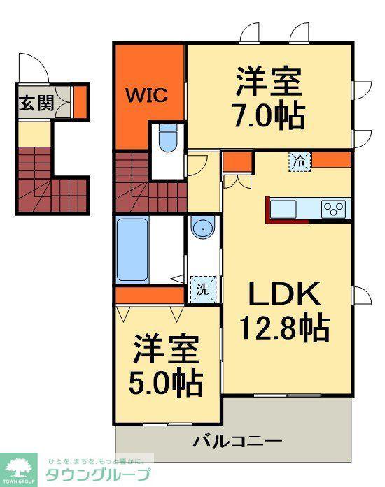 クラウンテラス(2LDK/2階)の間取り写真