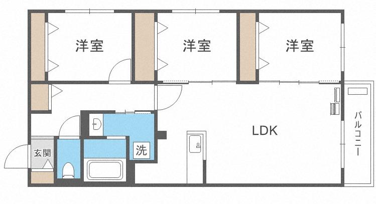 ZABO HILLS KITAHIROSHIMAーI(3LDK/4階)の間取り写真