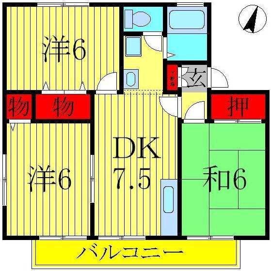 ジョイフローリッシュ(3DK/2階)の間取り写真
