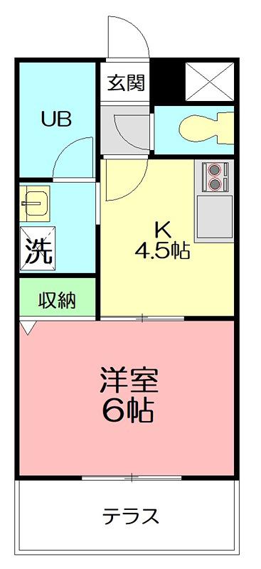 ベルピア藤沢善行第4(1K/1階)の間取り写真