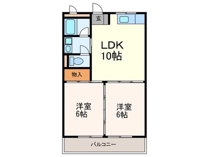 ビュークレスト折立(2LDK/7階)の間取り写真