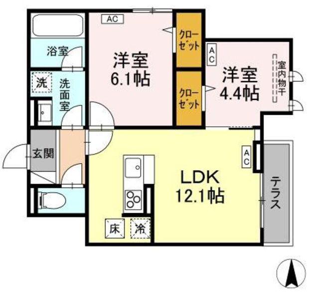 D-PRECIOUS深大寺東町(2LDK/1階)の間取り写真
