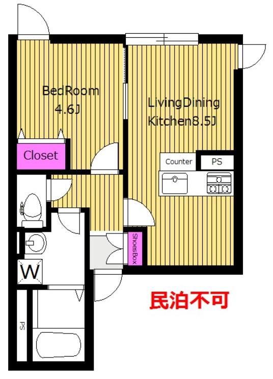 築3年 2面採光  IXO南台 S(1LDK/2階)の間取り写真