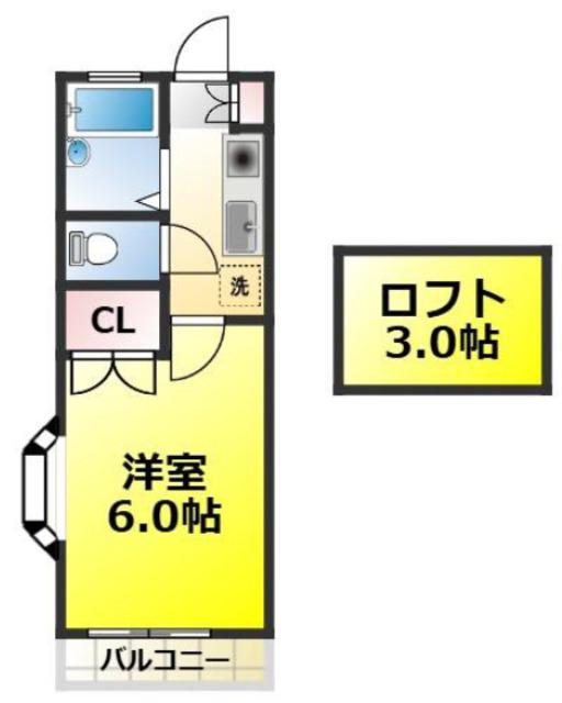 Y・A・Fハイム2号館(1K/2階)の間取り写真