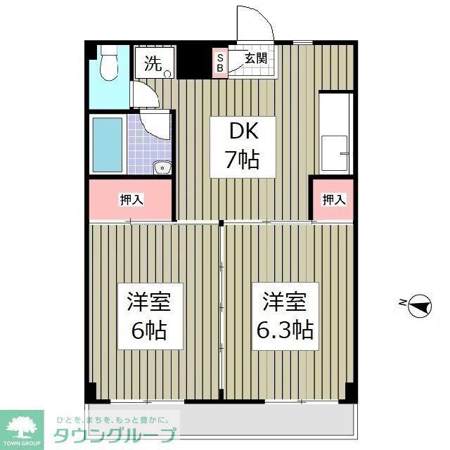 蓮田木下マンション(2DK/4階)の間取り写真