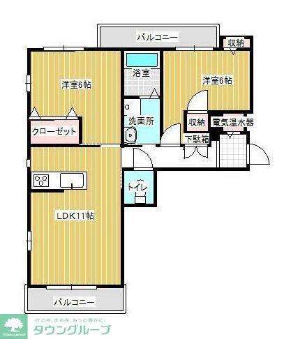 マロニエ B(2LDK/1階)の間取り写真