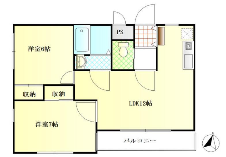 シュガーハウス(2LDK/2階)の間取り写真