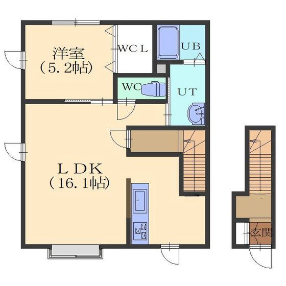 CRECIAII(1LDK/2階)の間取り写真