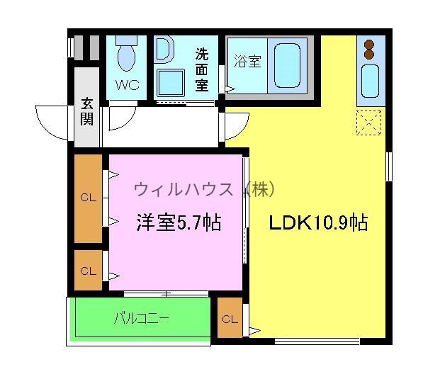 フジパレス高石駅北(1LDK/2階)の間取り写真