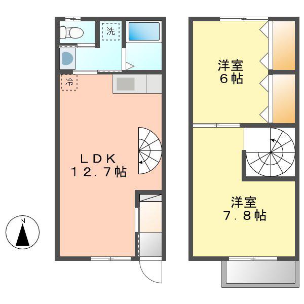 HAWTHORNE(2LDK/1階)の間取り写真