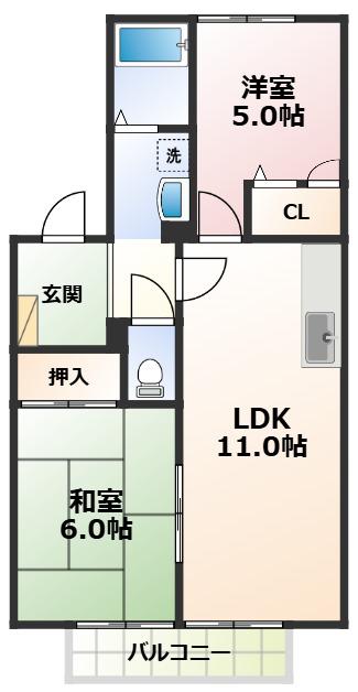 サラマンカ(2LDK/2階)の間取り写真