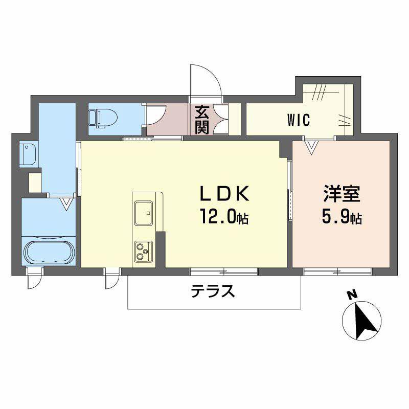 クレアージュ南方(1LDK/1階)の間取り写真
