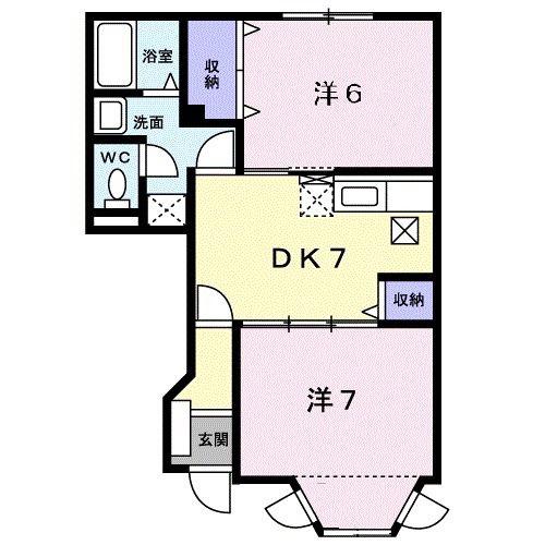 グリーンコート西館B(2DK/1階)の間取り写真