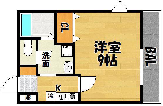 KS RESIDENCE巽西(1K/2階)の間取り写真