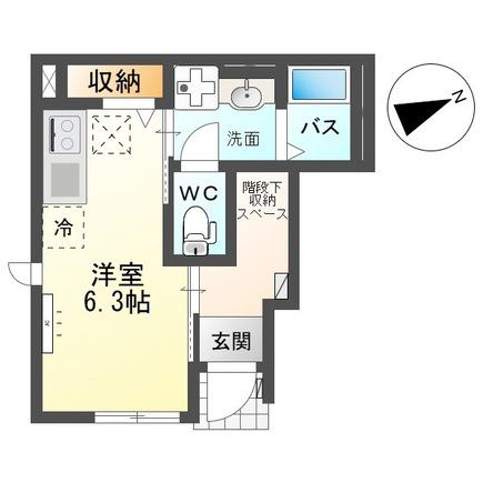 ビッグマーシュ(ワンルーム/1階)の間取り写真