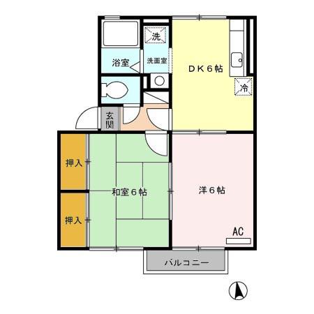 ファミール小春の里 A(2DK/2階)の間取り写真