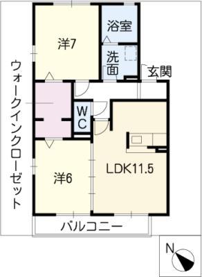 ルーデンスデルタ(2LDK/2階)の間取り写真