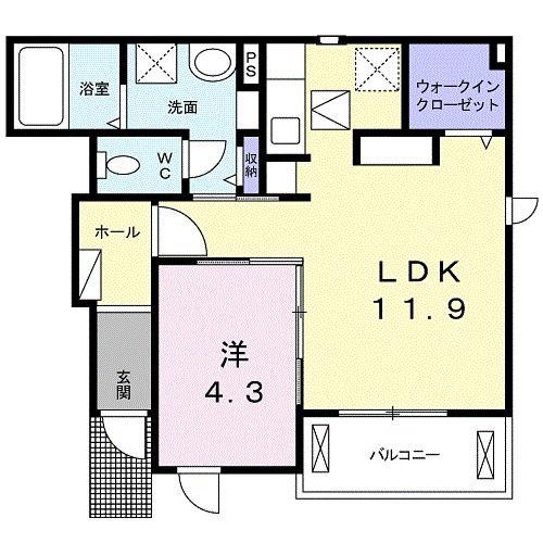 エレメンツ(1LDK/1階)の間取り写真