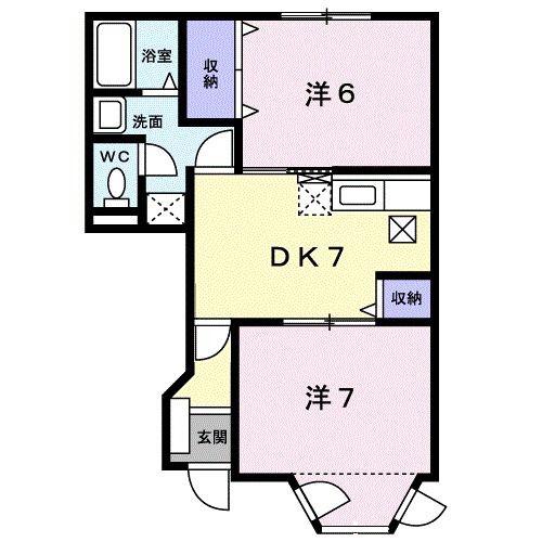 コーポ ベガB(2DK/1階)の間取り写真