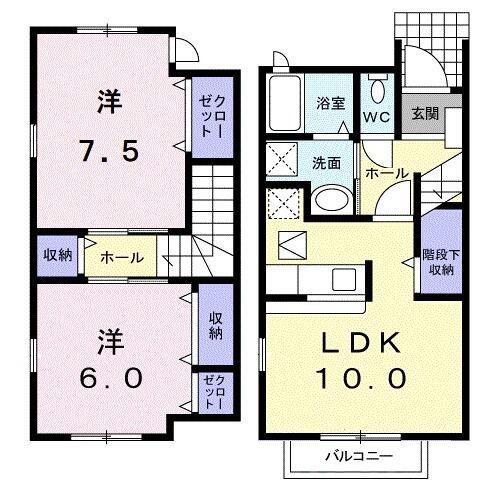 サウスコート楠(2LDK/1階)の間取り写真