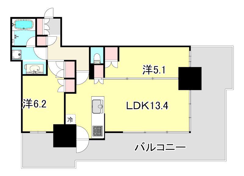 ベイシティタワーズ神戸ウエスト(2LDK/10階)の間取り写真