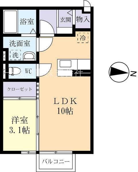 ダイアナ(1LDK/1階)の間取り写真