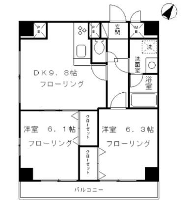 COZYCOURT三軒茶屋TOKYO(2DK/8階)の間取り写真