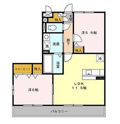メゾン・アムール弐番館(2LDK/1階)の間取り写真