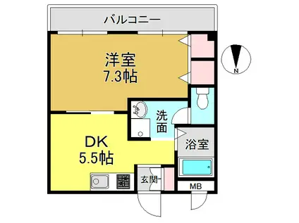 グローバル高田(1DK/3階)の間取り写真