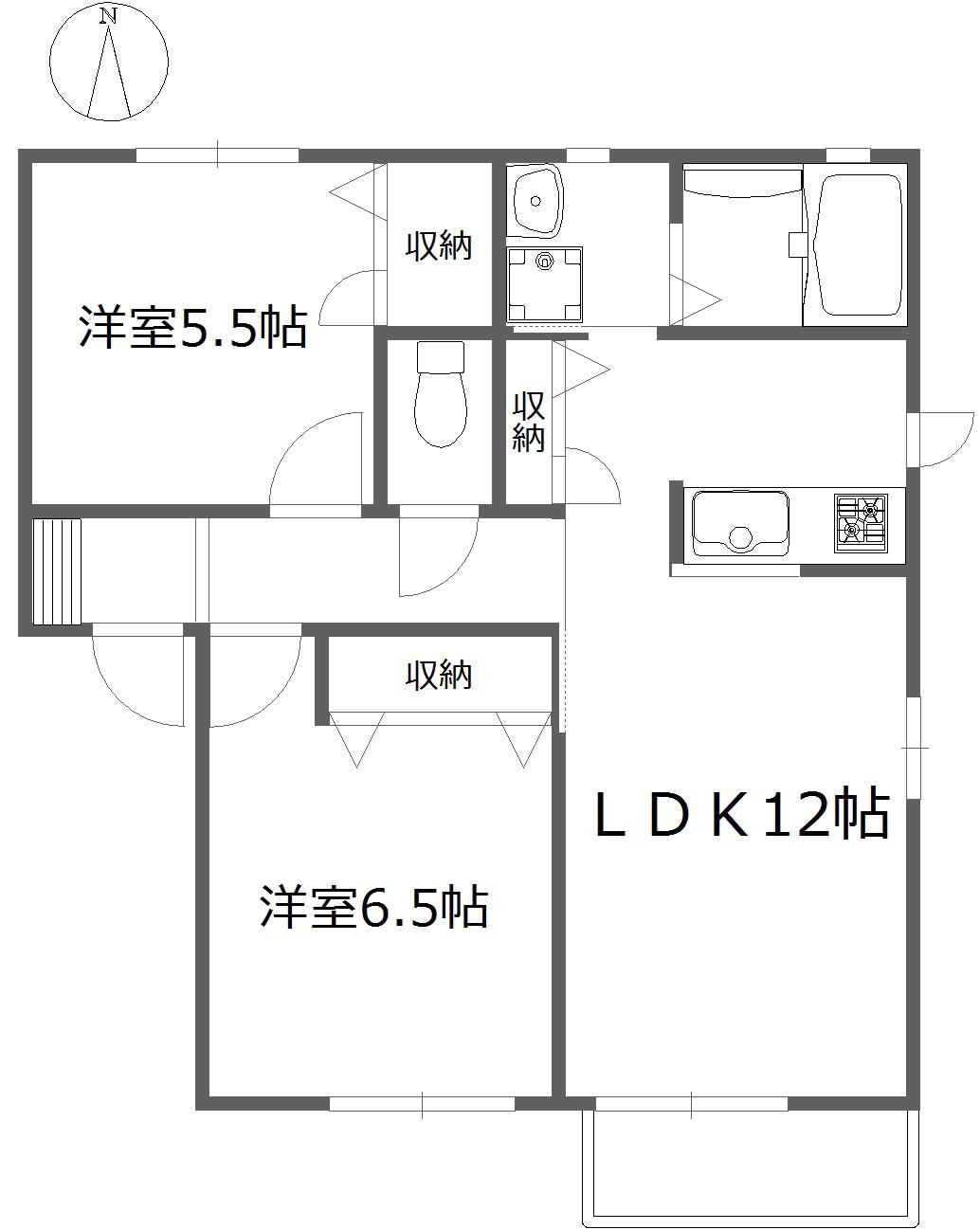 フォーレス参番館(2LDK/2階)の間取り写真