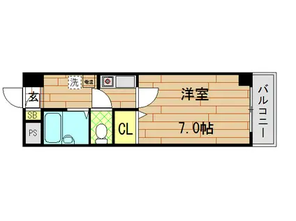 カサベルデ小阪(1K/4階)の間取り写真