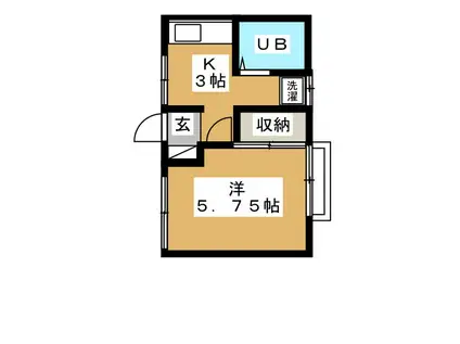 ハイツムサシノ(1K/2階)の間取り写真