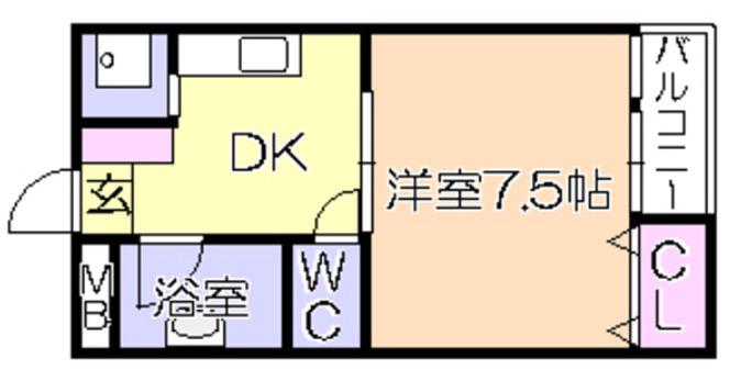 石村ビル(1DK/4階)の間取り写真