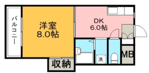 シャトレ東合川(1DK/5階)の間取り写真