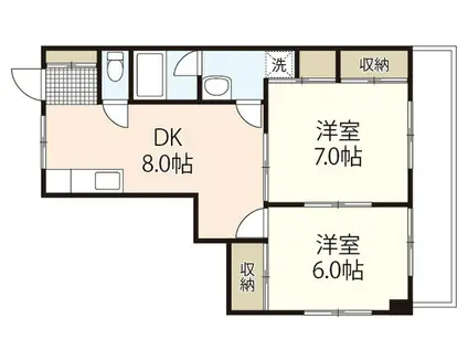 広瀬第3YSビル(2DK/4階)の間取り写真